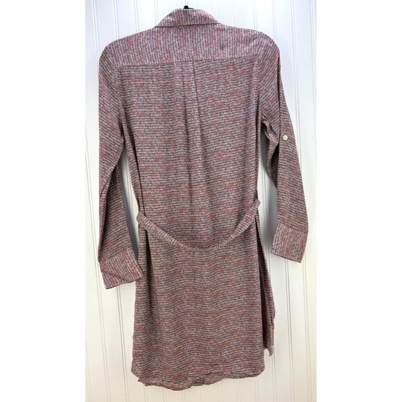 11 1 Tylho Striped Button Front Shirt Dress Belted Midi Size Medium NWOT - Picture 7 of 7